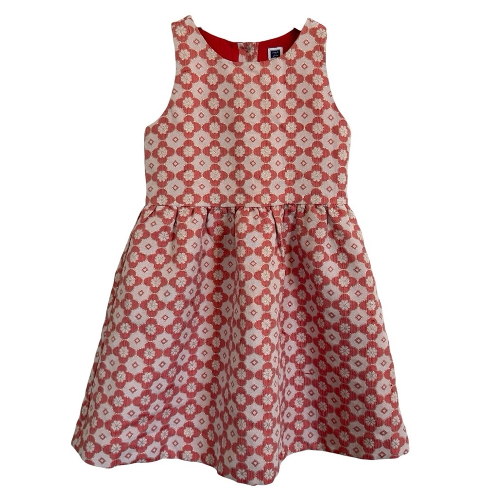 Janie and Jack Girls Dress Size 5 Coral Jacquard Sleeveless Holiday Party